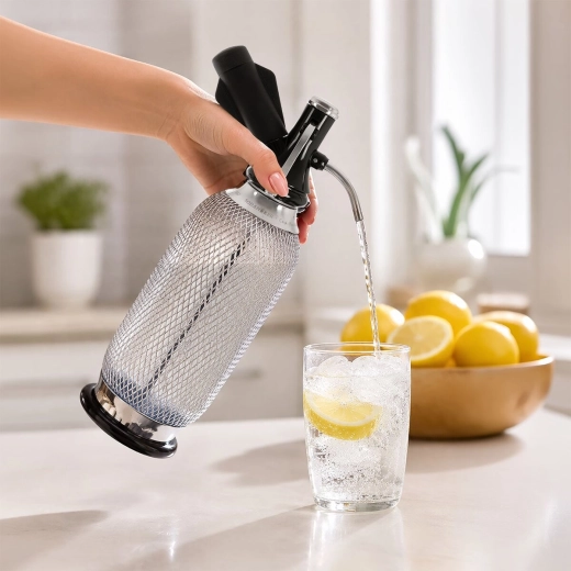 Vertido preciso de agua con gas