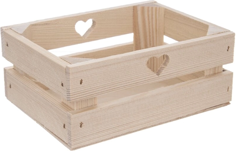 Caja de madera de estilo industrial con corazón 20 × 14,5 × 8 cm