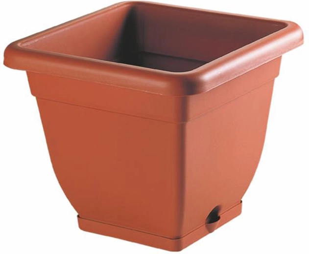 Jardinera de plástico con plato HEIDRUN Bell 40 × 40 × 34 cm