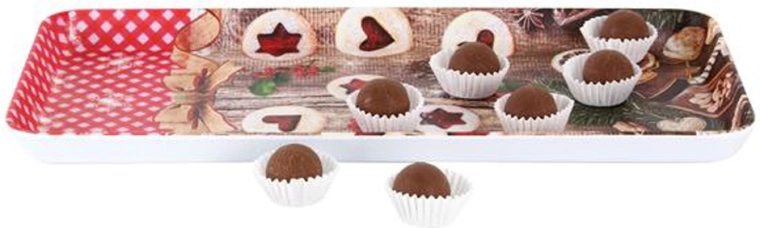 Bandeja de servir de melamina TORO con motivo de galletas Linzer 35 × 16,5 cm