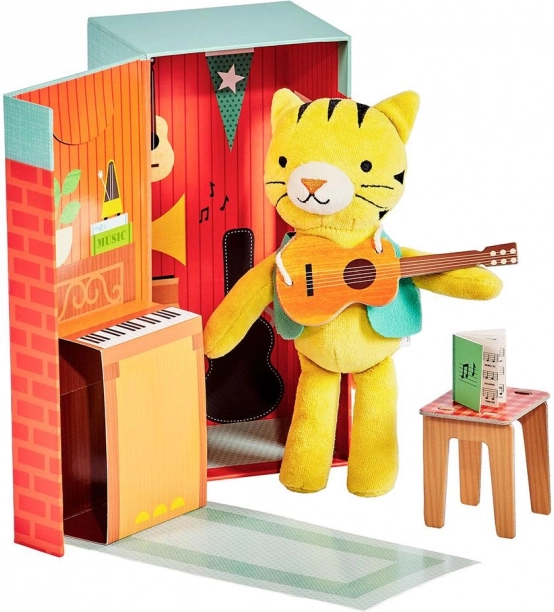 Petit Collage tigre de peluche Theodor – set musical y creativo para niños