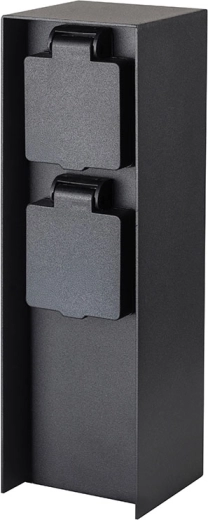 Columna eléctrica de jardín Solight IP44 con 2 tomas de corriente, negra