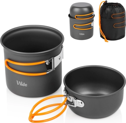 Vilde set turístico de marmitas de aluminio anodizado 800/450 ml (3 piezas)