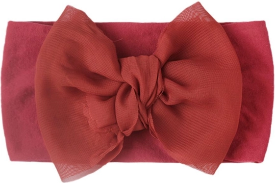 Diadema infantil ancha con lazo – rojo burdeos