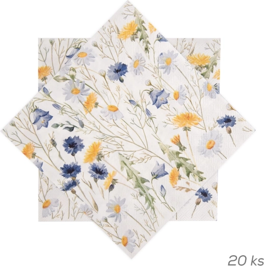 Servilletas de papel con motivo de flores primaverales azules 33 × 33 cm 20 uds