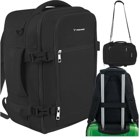 Mochila de viaje 20 l 40 × 25 × 20 cm negra TRIZAND 2 en 1 mochila/bolso de hombro