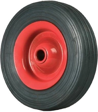 Rueda maciza para carretilla de mano 120 mm con disco metálico y buje liso de 12 mm