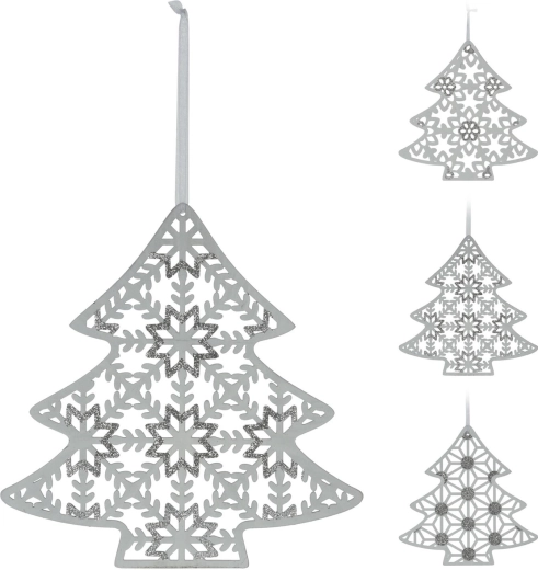 Decoración colgante de madera árbol 30 cm blanca