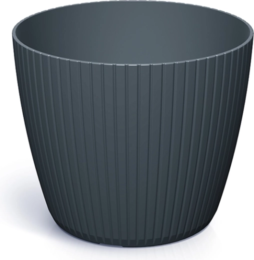 Maceta Lamia antracita 15,8 cm – elegante cubierta de plástico para interior y exterior