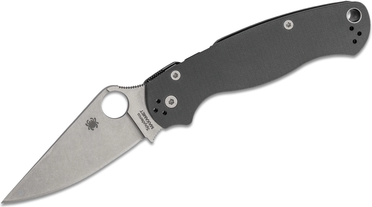 Navaja de bolsillo Spyderco Para Military 2 Maxamet, 8,7 cm, stonewash, gris, G10
