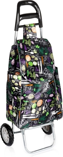 Carrito de compra con bolsa de 30 l – negro con motivo de verduras