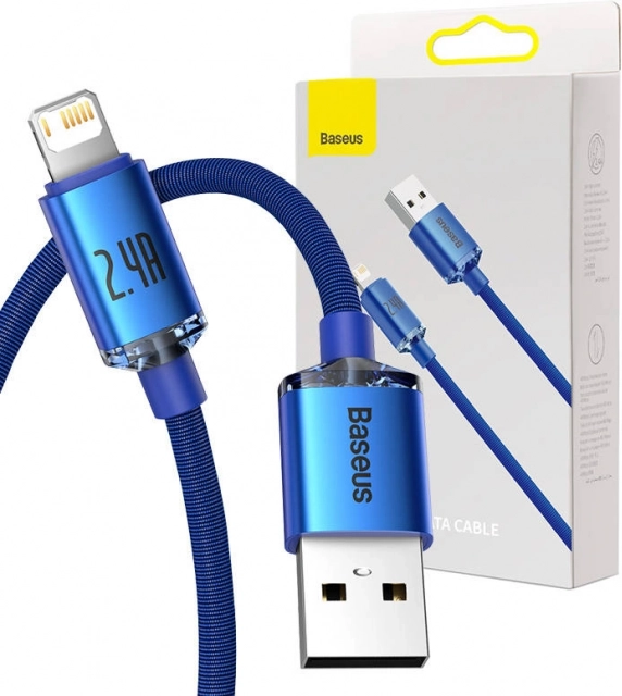 Cable Baseus Crystal Shine USB a Lightning 2,4 A 1,2 m – Azul