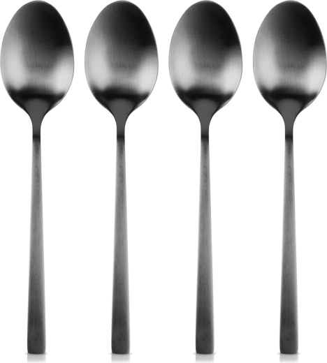 Cucharillas de té negras de acero inoxidable, 4 uds