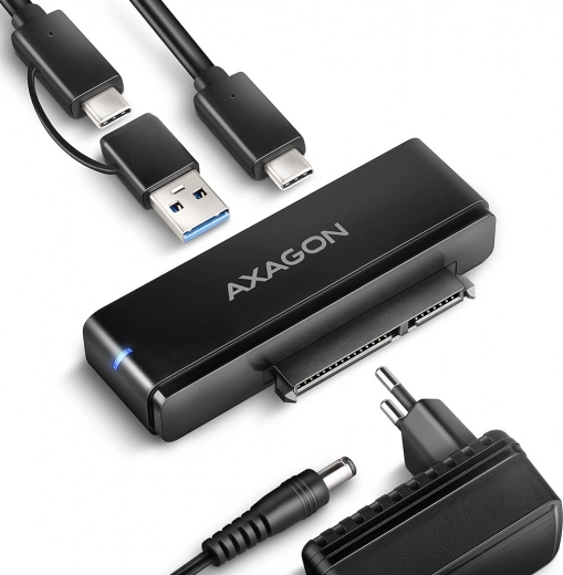Adaptador USB‑C 10Gbps a SATA para SSD/HDD 2.5"/3.5" FASTPORT X con fuente de alimentación y cable de 60 cm