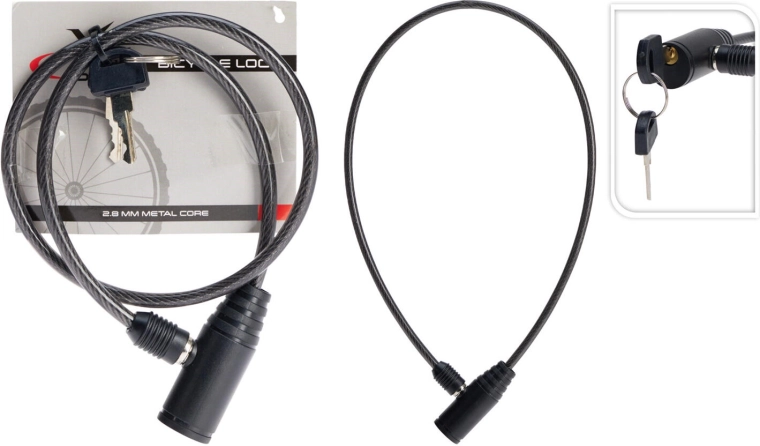 Candado de cable para bicicleta 6 × 650 mm con 2 llaves