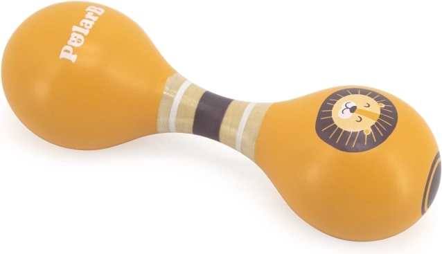 Maracas de madera de doble cara con motivo de león PolarB
