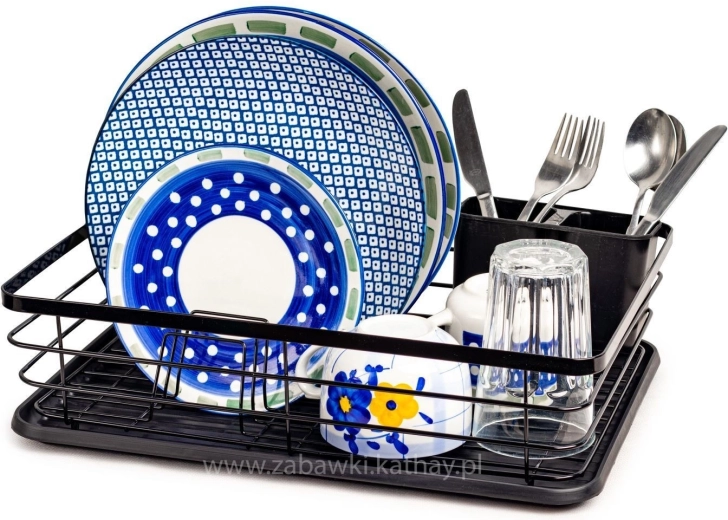 Escurreplatos de una sola bandeja con bandeja de goteo negro