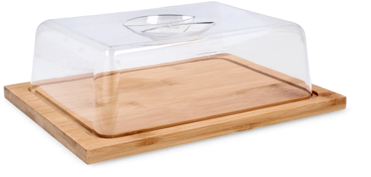 Tabla de servir de bambú con tapa transparente 25 × 19 × 7,5 cm