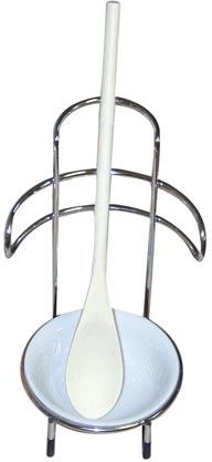 Soporte para cucharas con cuchara, cromado, 13 × 15 × 27 cm