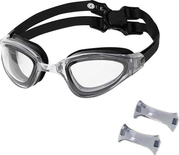 Gafas de natación NILS Aqua con antivaho y protección UV, negras