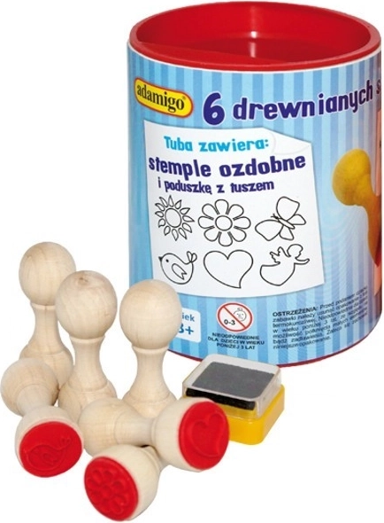 Set de sellos decorativos de madera (6 uds) con almohadilla de tinta
