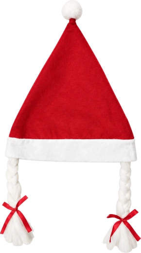 Gorro navideño de la señora Santa con trenzas - 1 unidad