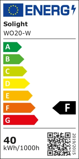 Clase energética F y consumo claramente indicado