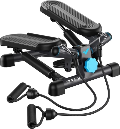 Merach mini stepper 2 en 1 con bandas de resistencia negro