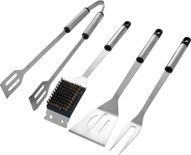 Juego de utensilios de barbacoa de acero inoxidable, 4 piezas