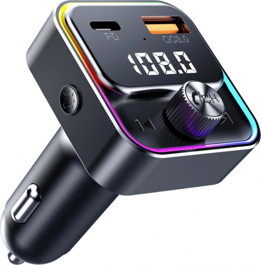 Transmisor FM Bluetooth para coche SWM 3000 con USB-A y USB-C, PD y QC 3.0, control por voz - 1 pieza