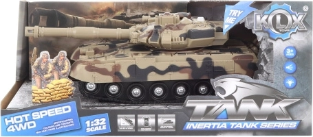 Tanque beige a pilas con volante de inercia
