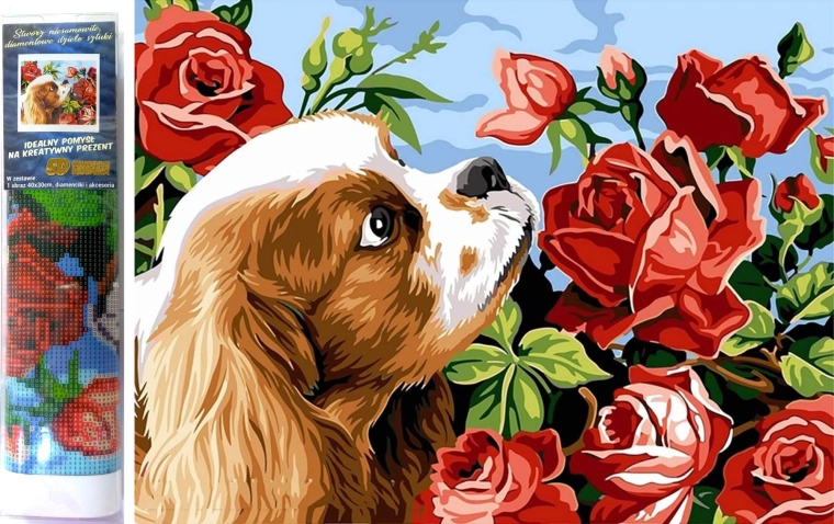 Pintura de diamantes – cavalier king charles spaniel 30 × 40 cm