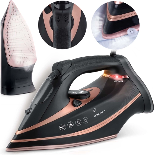 Plancha de vapor BERDSEN 3000 W con suela cerámica y vapor vertical