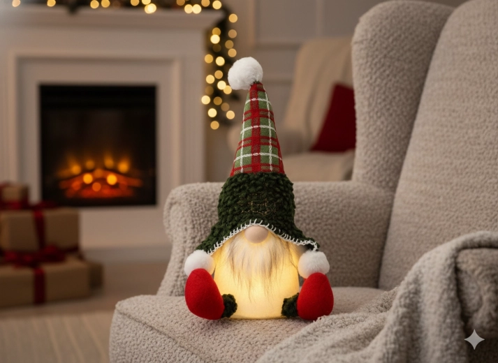 Gnomo navideño sentado verde 22 × 17 × 34 cm