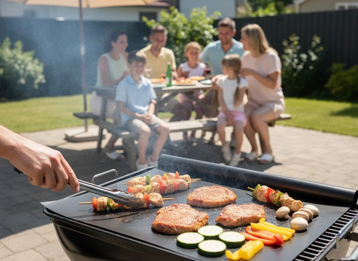 Gran superficie plana para un asado uniforme