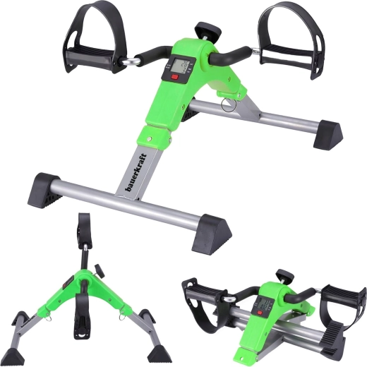 Entrenador de pedales de rehabilitación plegable 2 en 1 con pantalla LCD, verde - 1 pieza