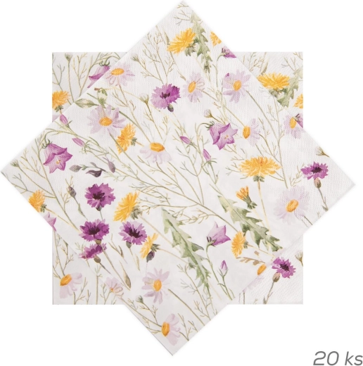 Servilletas de papel con motivo de flores primaverales 33 × 33 cm 20 uds moradas