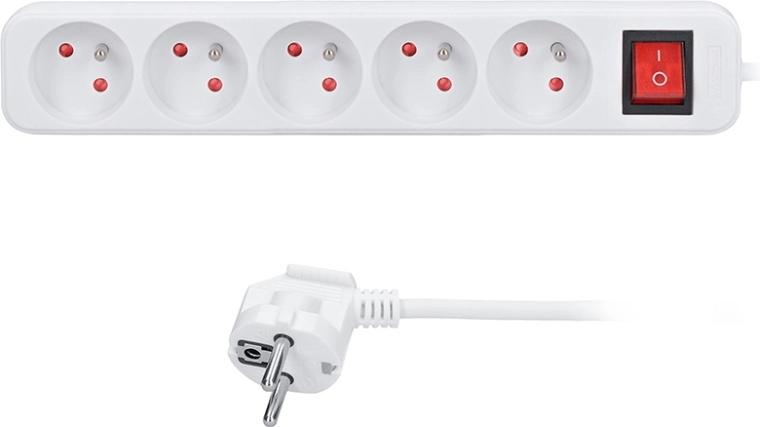 Solight alargador 5 tomas 3 m con interruptor blanco