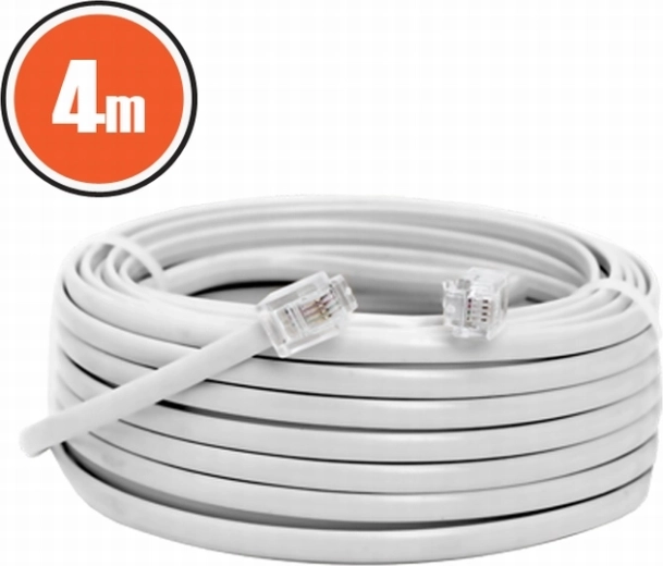 Cable telefónico 6P4C, 4 m, blanco