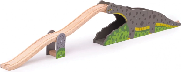 Puente de dinosaurio Bigjigs Rail para vías de tren de madera