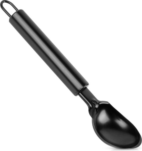Cuchara para helado de acero inoxidable, negra, 19 cm