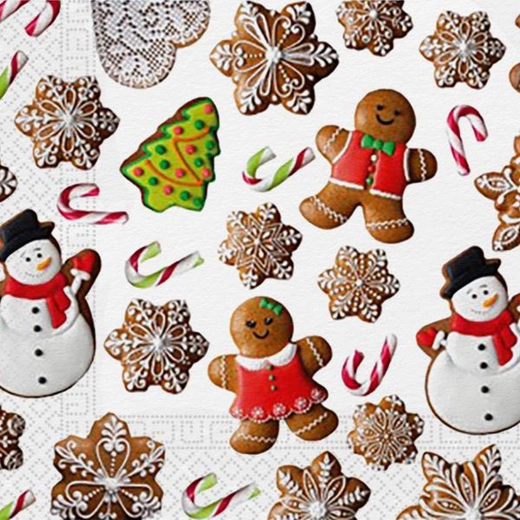 Servilletas navideñas de pan de jengibre, 3 capas, 33 × 33 cm