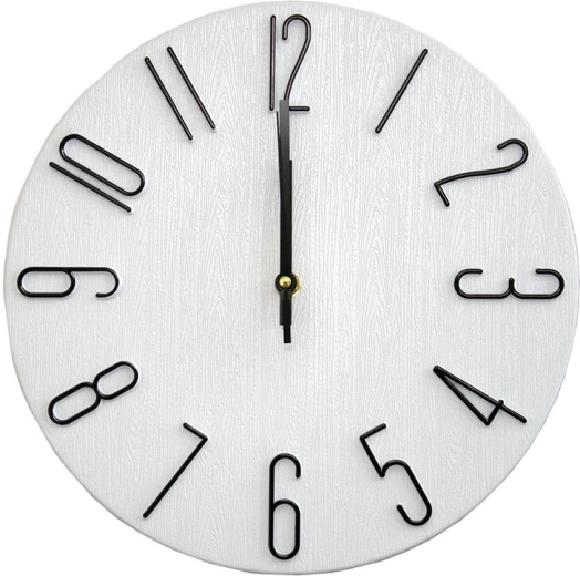 Reloj de pared de 30 cm con esfera 3D – blanco/negro, funcionamiento silencioso