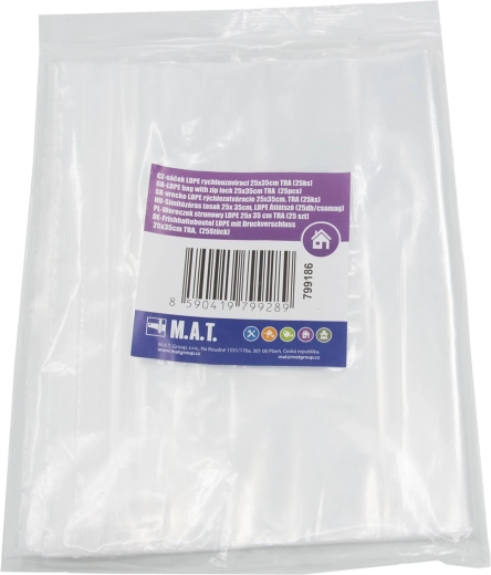Bolsas LDPE con cierre rápido 25 × 35 cm, transparentes, 25 uds