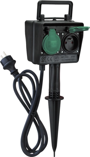 Poste de alimentación para jardín Solight IP44 con 2 tomas de corriente e interruptor horario