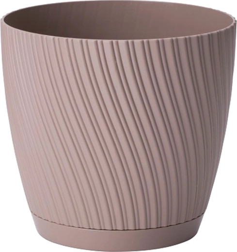 Maceta Mika Eco Recycled con plato integrado 27 cm gris‑beige