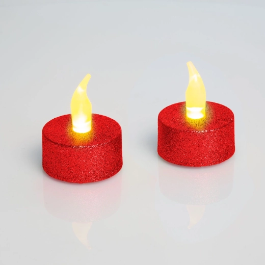 Velas LED rojas para té con pilas, 2 unidades