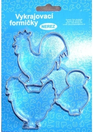 Set de cortadores de galletas de acero inoxidable para Pascua: gallina, pollito y gallo