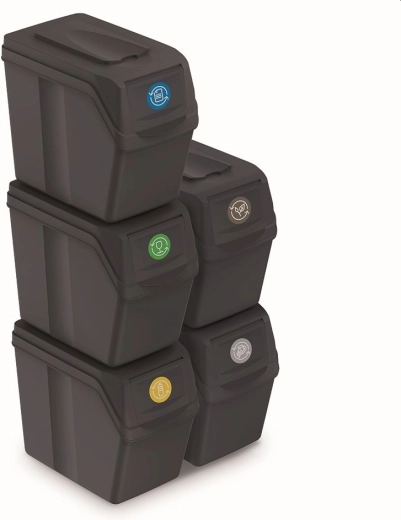 Set de 5 cubos de reciclaje Sortibox, 5×20 l, antracita