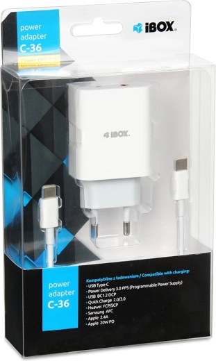 Cargador de red IBOX C-36 USB‑C PD 20W